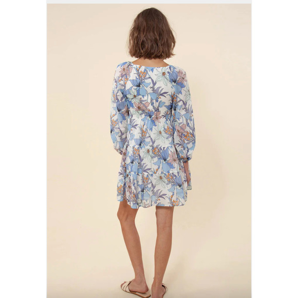 NWT Hale Bob Paisley Printed V-Neck Button Down Mini Dress in Blue size XS - Picture 2 of 7